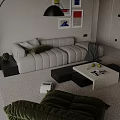 Minimalist Warm Beige Open Living And Dining Room Interior With Cozy Furniture And Natural Light