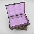 Stacked Aged Vintage Suitcases Open Top With Purple Interior Lining