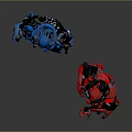 Game Movie Character Blue And Red Armored Robots Standing In Action Poses