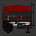 Red Portable Generator With Black Frame Wheels And Control Panel For Outdoor Power Supply