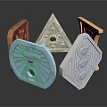 Unique Geometric Jewelry Pieces In Gold Copper Silver Tones With Star And Geometric Designs