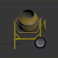 Yellow Concrete Mixer With Metal Drum Stand And Black Wheels For Construction