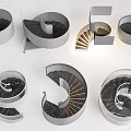 Modern Spiral Staircases With Various Designs Metal Railings And Wooden Steps