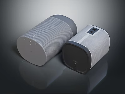 Modern Smart Wireless Speakers With Cylindrical Design Textured Surface And LED Display For Home Use 3d model