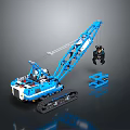 Detailed Lego Blue Tracked Crane Toy With Minifigure And Construction Parts