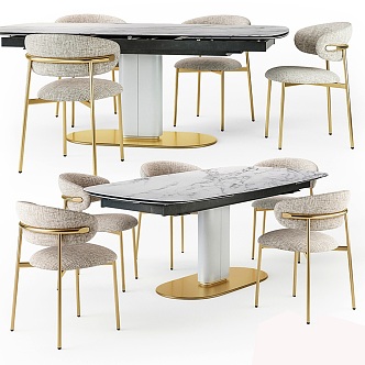 Modern Light Luxury Dining Table and Chair Combination 3d model