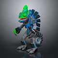 Mechanical Creature Character With Green Head Blue Gray Armor And 3D Model Design 3d model