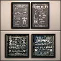 Coffee Themed Wall Art Collection With Various Designs And Text Elements 3d model