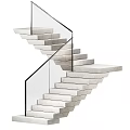 Elegant Modern Staircase Design With Marble Steps And Transparent Glass Railings