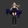 Game Movie Female Character Pink Long Hair Black Outfit Purple Yellow Accents Armor Back Decorations