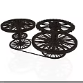 Industrial Metal Gear Mechanism With Multiple Spoked Wheels And Support Structure