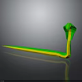 Green and Yellow Snake 3D Model on Dark Background with Reflection 3d model
