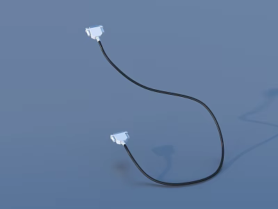 Flexible Black Cable With White Connectors Durable For Household Daily Use 3d model