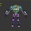 Mechanical Robot Character With Blue Silver Red Armor And Detailed Mechanical Arms Legs