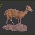 Stuffed Orange Antelope Taxidermy Display on Rock Base with Dark Background