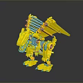 Yellow Blue Mechanical Dragon Toy Constructed With Detailed Building Block Parts