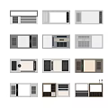 Various Modern Air Conditioner Unit Designs With Control Panels And Vents 3d model