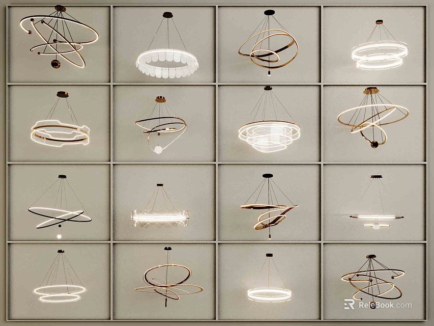 Modern Chandeliers with Various Creative Designs and Stylish Shapes for Interior Decoration 3d model 