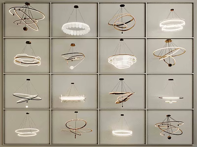 Modern Chandeliers with Various Creative Designs and Stylish Shapes for Interior Decoration 3d model