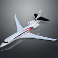 Modern White Airliner With Red Stripe Black Tail And Passenger Windows