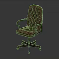 Red Leather Tufted Office Chair With Metal Armrests And Wheeled Base