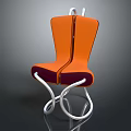 Modern Unique Single Chair With Orange Seat Maroon Backrest And Curved Metal Legs