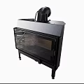 Modern Black Fireplace With Glass Door And Light Interior Base Stand