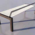 Modern Landscape Bench With White Seat Black Frame And Stripe Design 3d model
