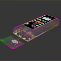 Handheld Computer Device With Transparent Shell Display Screen Orange Button And Sleek Design 3d model