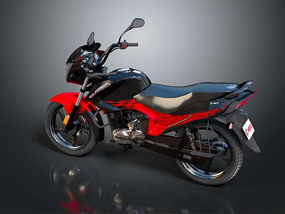 Red and Black Sporty Motorcycle With Sleek Design And Black Seat 3d model
