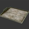 Stylish Metal Frame Tray With Marble Surface And Handle For Home Decor