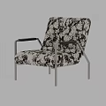Modern Accent Chair Featuring Black And White Abstract Pattern Upholstery Metal Armrests And Legs
