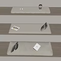Wooden Shelves With Gray Cushions And Decorative Items Like Teddy Bear Book Laptop
