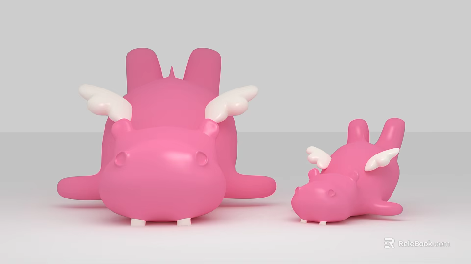 Cute Pink Cartoon Dolls With White Wings Big And Small Photo Spot Decoration 3d model 