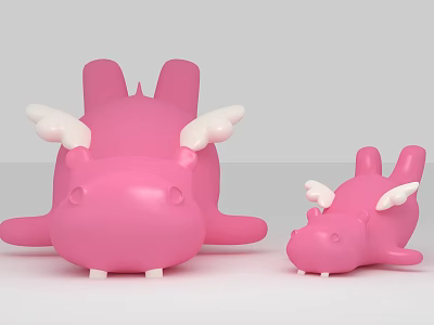 Cute Pink Cartoon Dolls With White Wings Big And Small Photo Spot Decoration 3d model