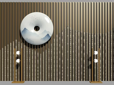 New Chinese background wall 3d model