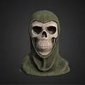 Medical Device Green Hooded Skull Model for Educational and Display Applications