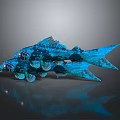 Two Blue Fish With Black Spots Shiny Decorative Marine Animals With Reflection 3d model