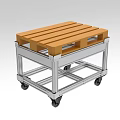Industrial Equipment Metal Frame Cart With Wooden Pallet And Wheels For Material Handling