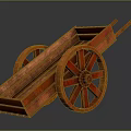 Vintage Wooden Hand Cart With Red Wheels And Classic Retro Design Details