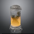 Ornate Decorative Column With Silver Top Base Transparent Body And Rockery Landscape