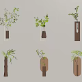 Creative Wall Decor with Green Plants in Wooden and Metal Hanging Plant Holders