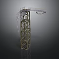 Industrial Metal Tower Construction With Elevated Platform And Hanging Cables