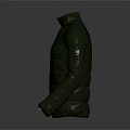 Green Padded Jacket With Stand Up Collar Zipper And Sleeve Logo