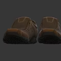 Brown Leather Casual Slip On Shoes With Stitched Design And Dark Sole