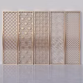 Five Panel Decorative Metal Screens With Intricate Laser Cut Geometric Patterns 3d model