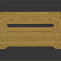Golden Decorative Tissue Box With Exquisite Carved Patterns And Ornate Design