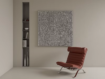Hanging Painting Decorative Painting Abstract Decorative Painting Black and White Painting 3d model