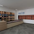 Front Exterior View of Modern Tobacco and Liquor Store with Glass Windows and Displayed Liquors