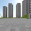 Modern High Rise Residential Buildings Surrounded by Green Trees Under Clear Blue Sky
